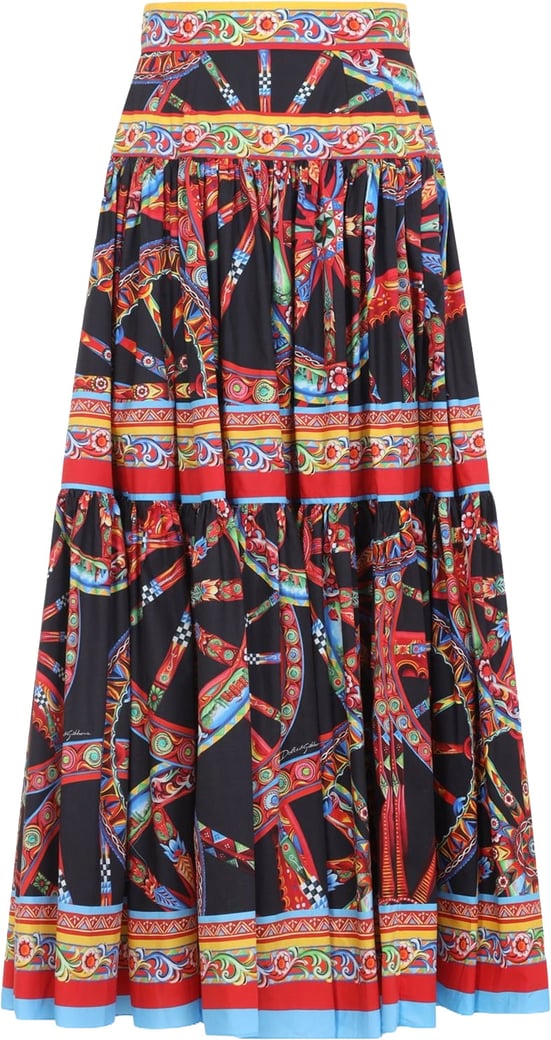 Dolce & Gabbana Popeline Midi Carretto Skirt