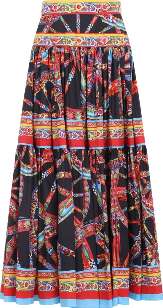 Dolce & Gabbana Popeline Midi Carretto Skirt