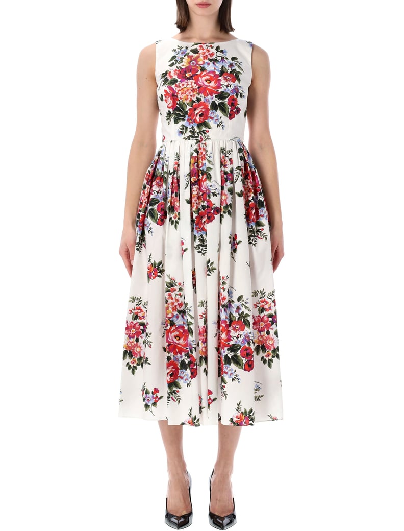 Floral Print Pleated Midi Dress