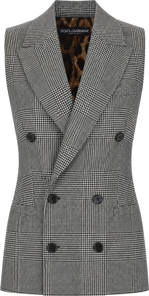 Dolce & Gabbana Embroidered stretch wool blend long vest
