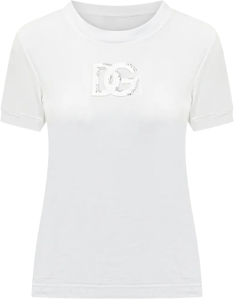 White Fitted Short-Sleeve Cotton T-Shirt
