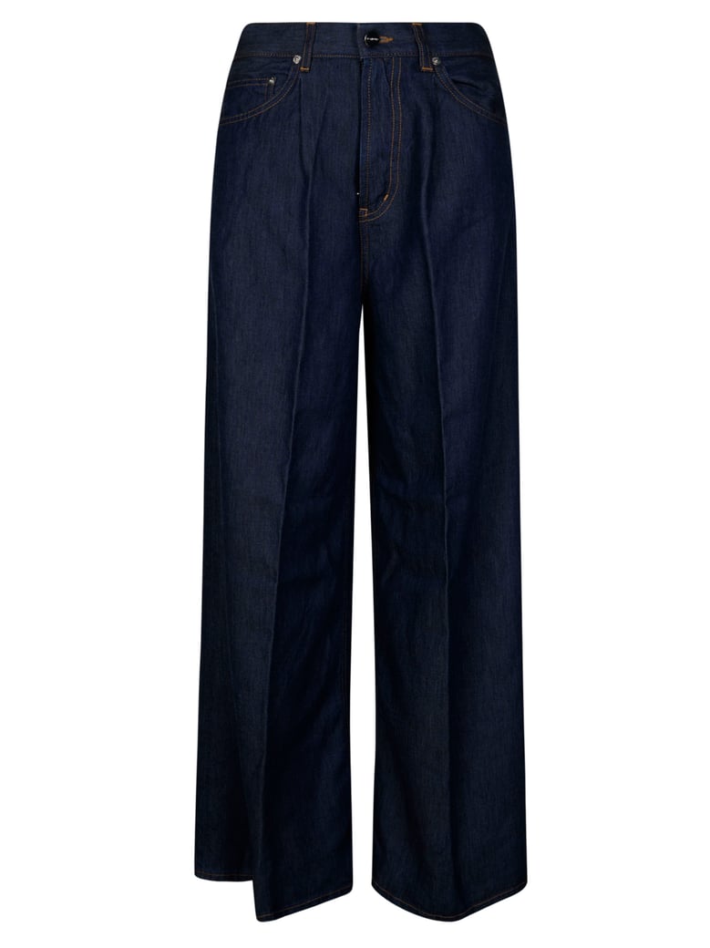 High Waisted Dark Indigo Wide-Leg Jeans