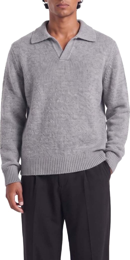 Halvar | Heavyweight Polo Knit | Melange Grey