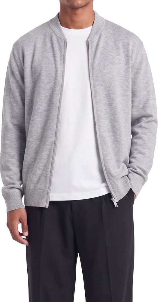 Ewald | Fine Zip Cardigan | Melange Grey