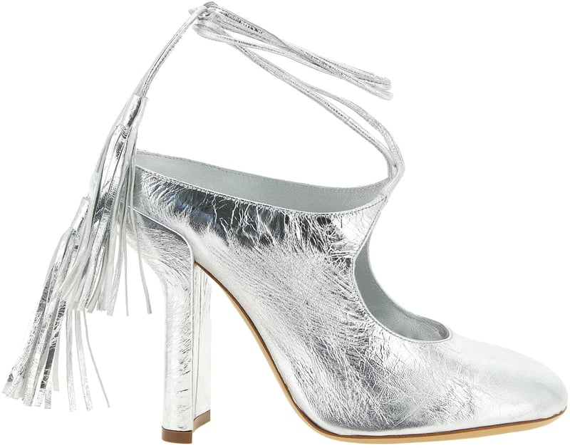 Dries Van Noten Silver Lamb Leather High Heel Pumps
