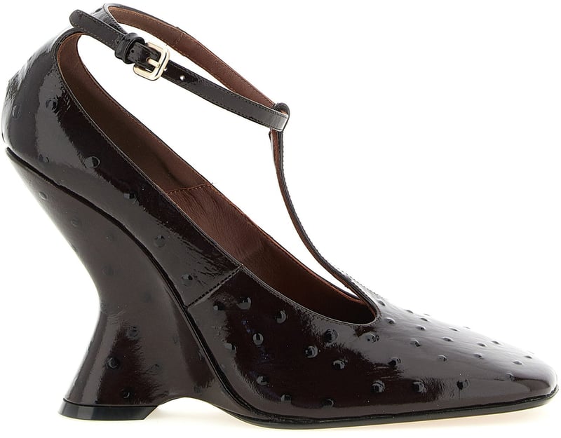 Dries Van Noten Bordeaux Calfskin Wedge Sandals