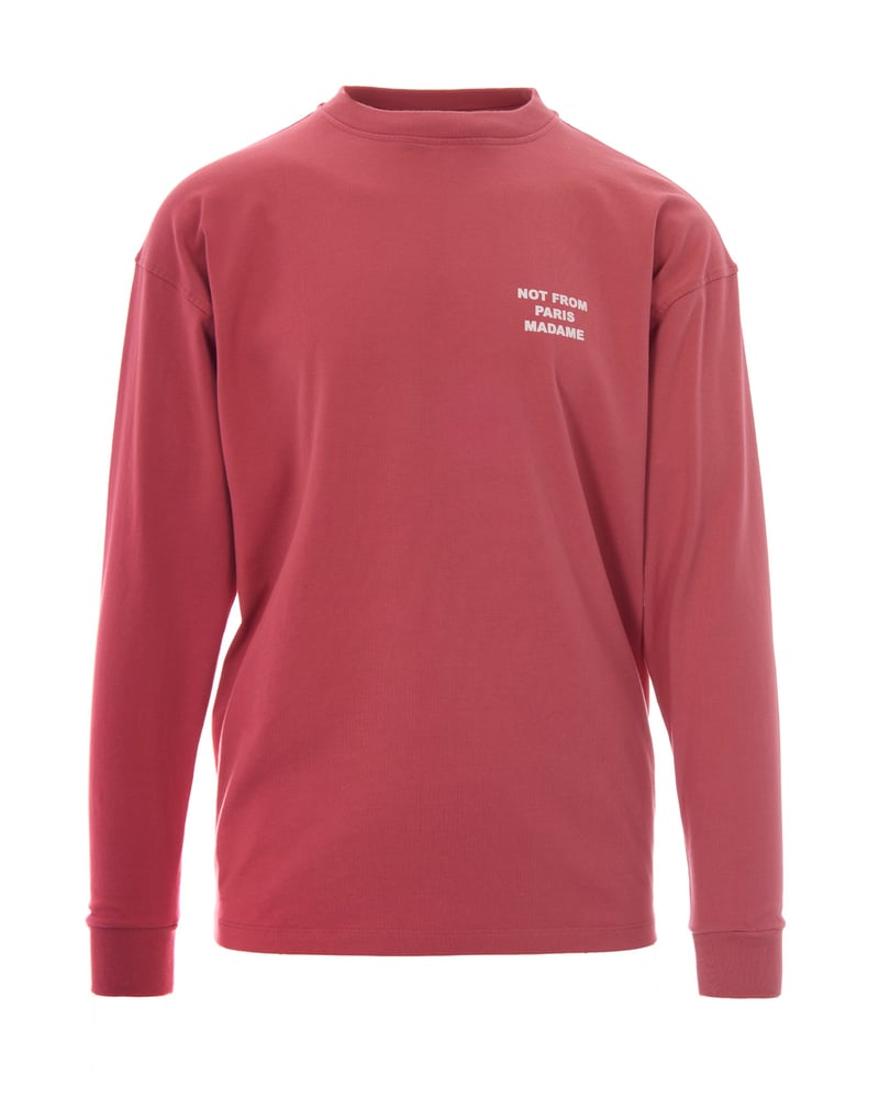 Long-Sleeve Blush Pink T-Shirt with Bold Slogan Print