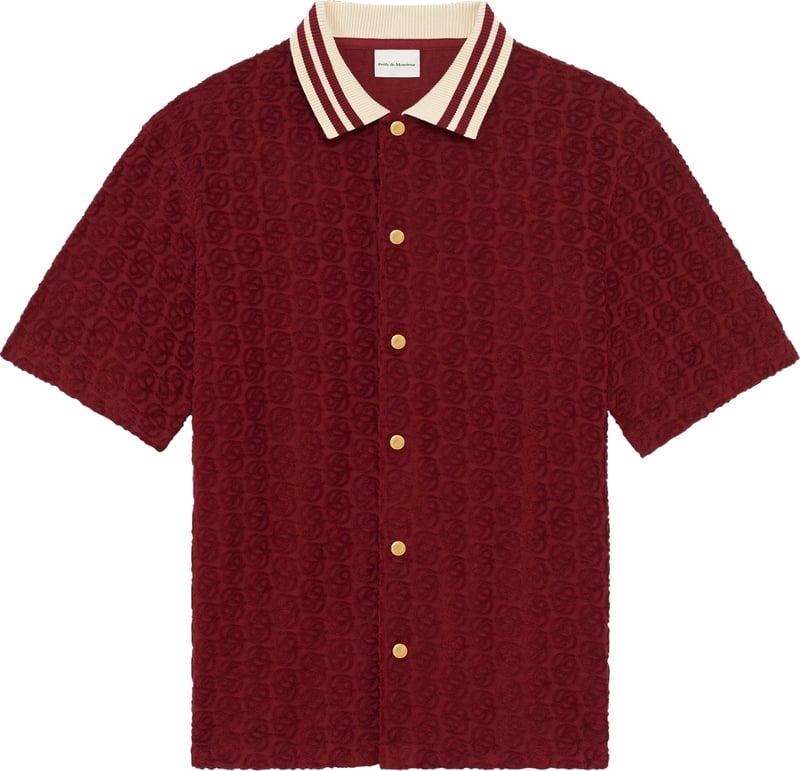 Heren Monogram Shirt Bordeauxrood
