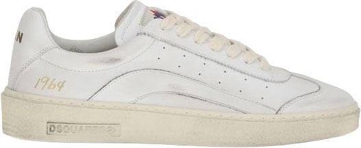 Dsquared² White Calf Leather Bos Taurus Low Top Sneakers