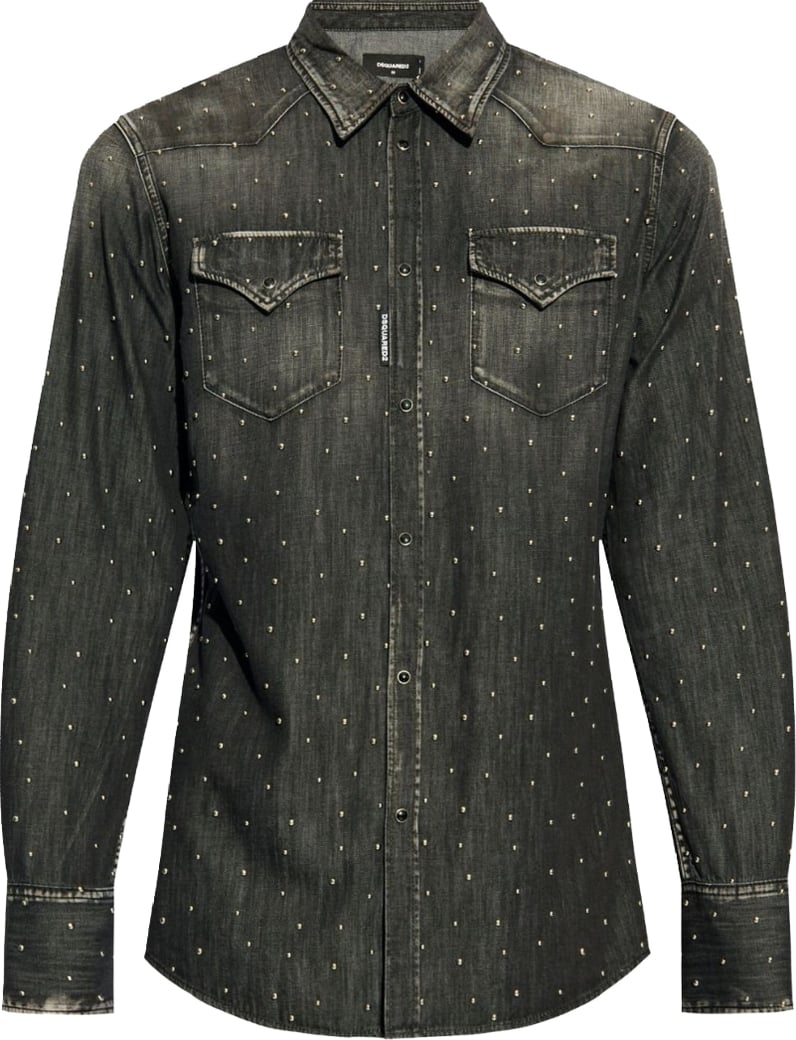 Dsquared2 Stud-Embellished Denim Shirt Black