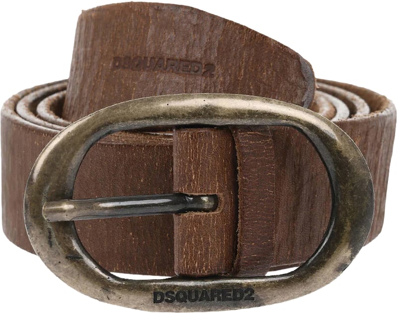 Craquele Leather Logo Buckle Belt