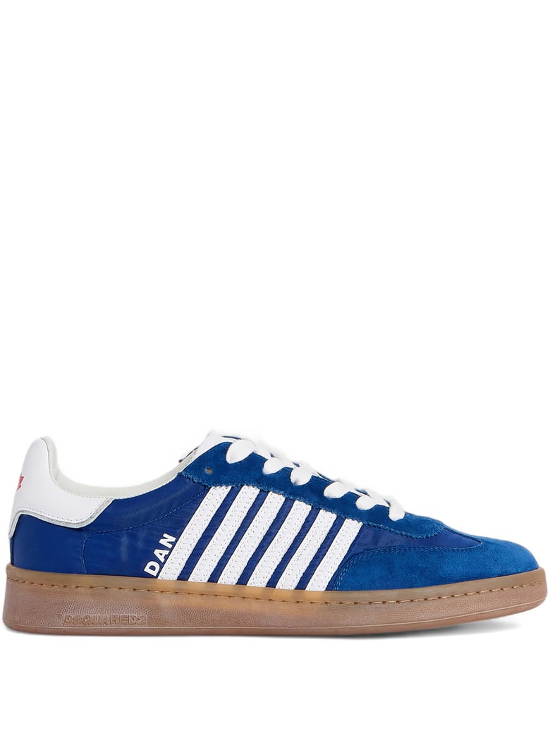Blue Nylon White Stripe Running Sneakers