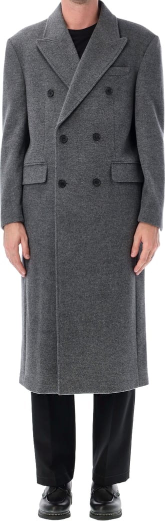Double Breast Coat Melange Grey