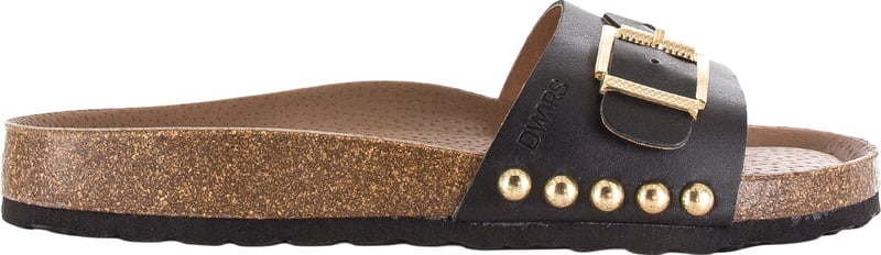 DWRS label Java black slippers met gesp