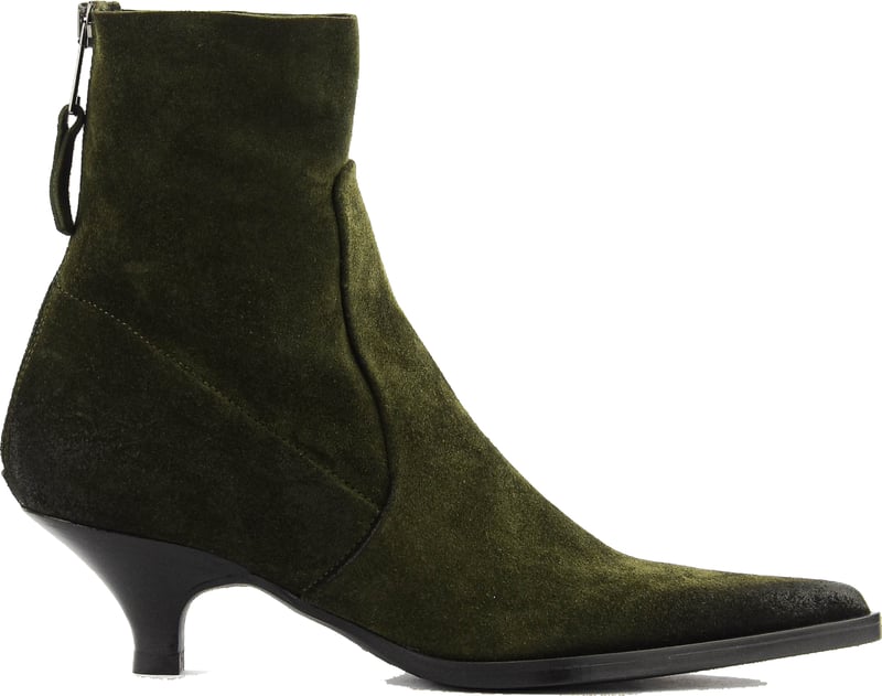 Pointy Bootie Green Suede