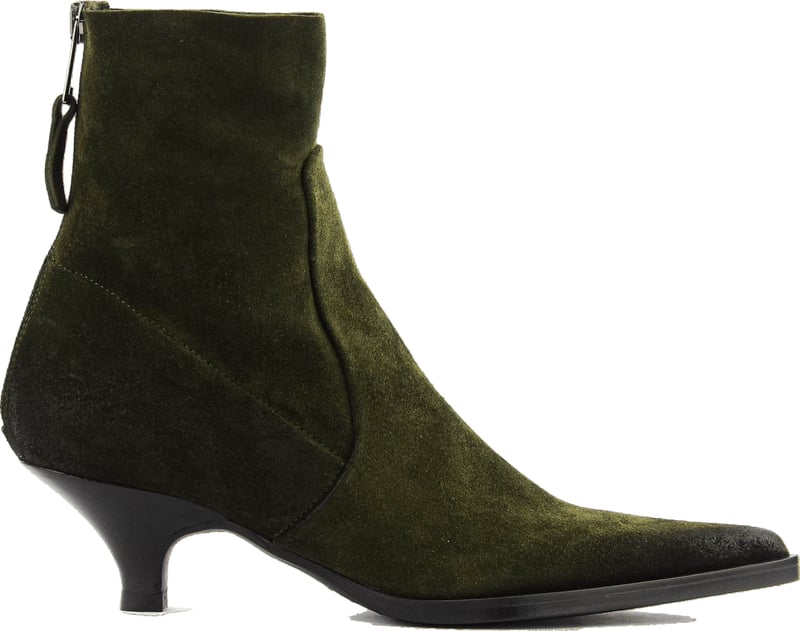 Pointy Bootie Green Suede