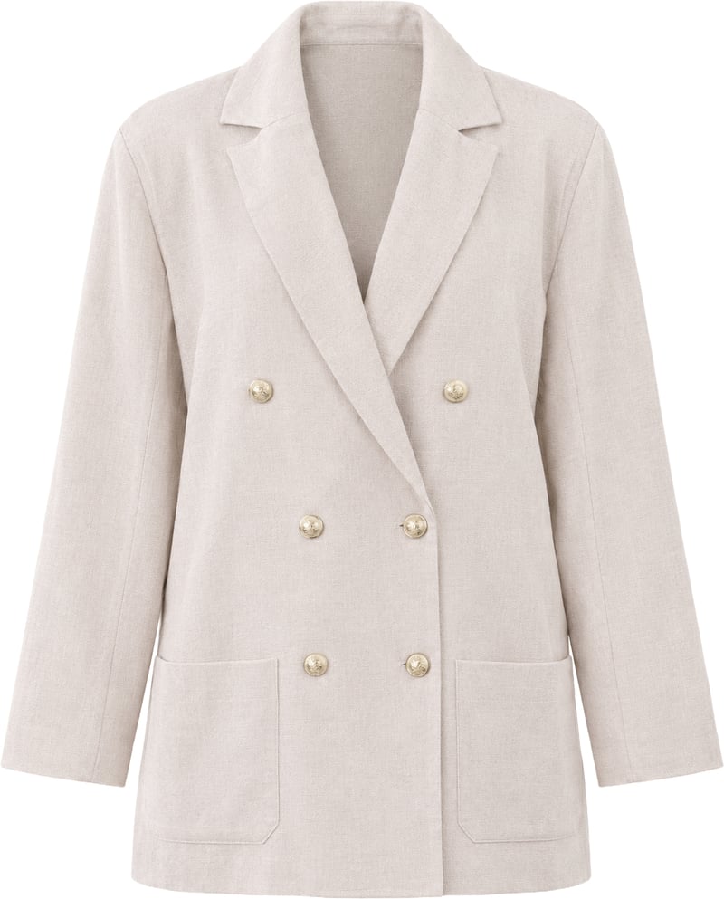 Eleventy Double-Breasted Blazer in Beige, Size S