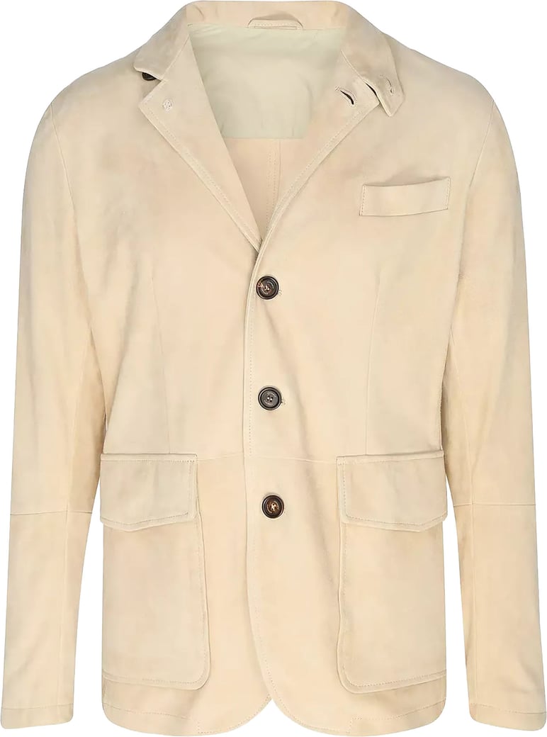 Eleventy Suede Jacket Slim Fit in Tortora Beige, Size 58 IT