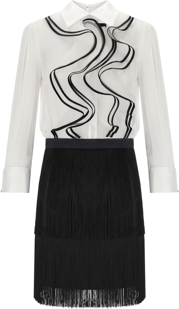 ELISABETTA FRANCHI BLACK WHITE DRESS