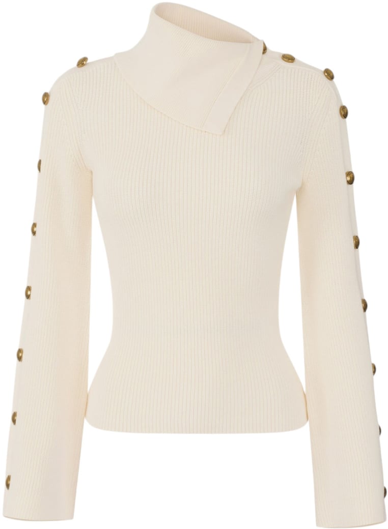 Pull marin écru burro boutons manche Elisabetta Franchi femme MK03S 000101 193