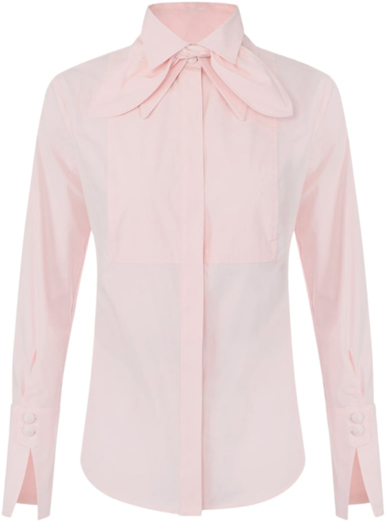 Chemisier coton rose col noeud Elisabetta Franchi Femme CA162 6391 FL2