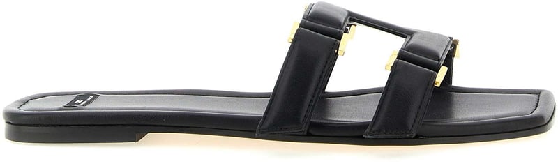 Elisabetta Franchi Black Lambskin Slides