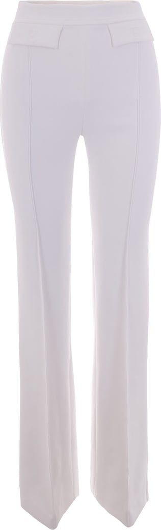 Double Crepe Stretch Pants With Distinct Side Slits And Logo Charm