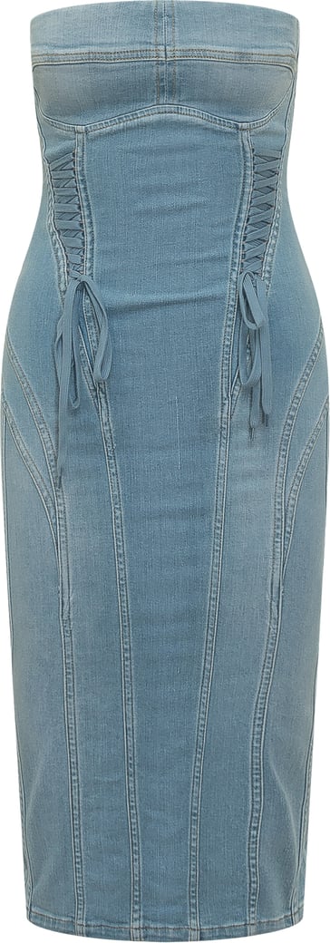 Abito Lungo in Denim con Lacci