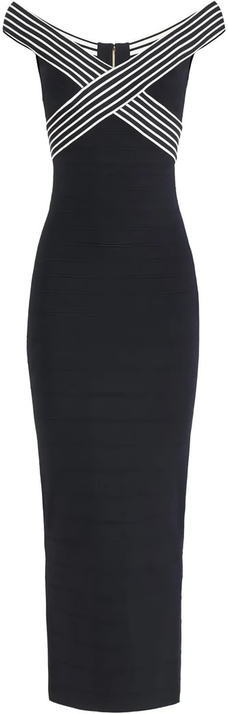 Sleeveless Striped V Neck Midi Dress