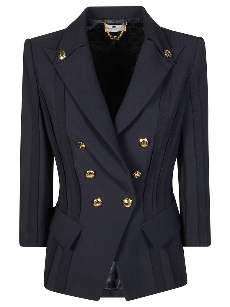 Tailored Double Breasted Gold Buttons Blazer