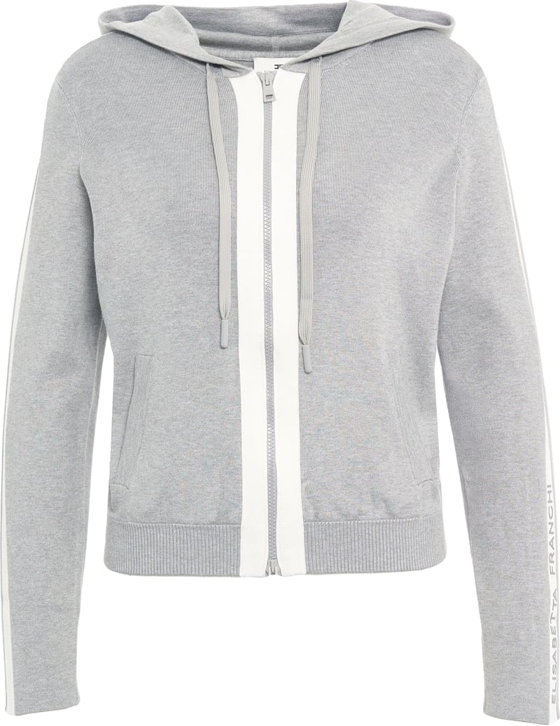 Hooded cardigan with logo detail