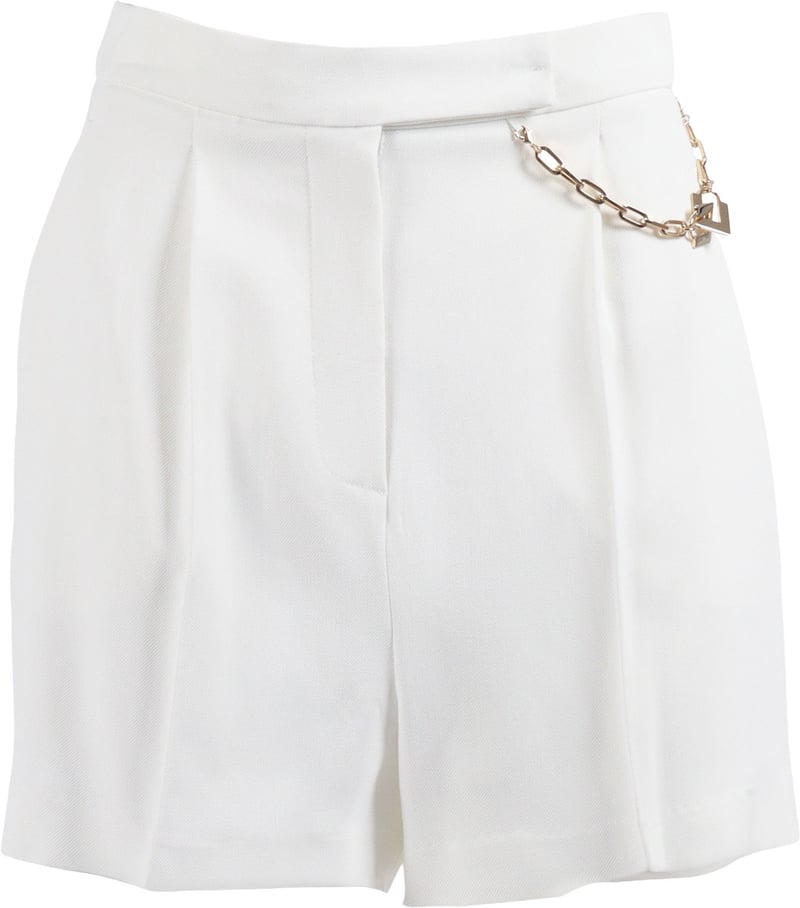 White Tailored Gold Chain Shorts