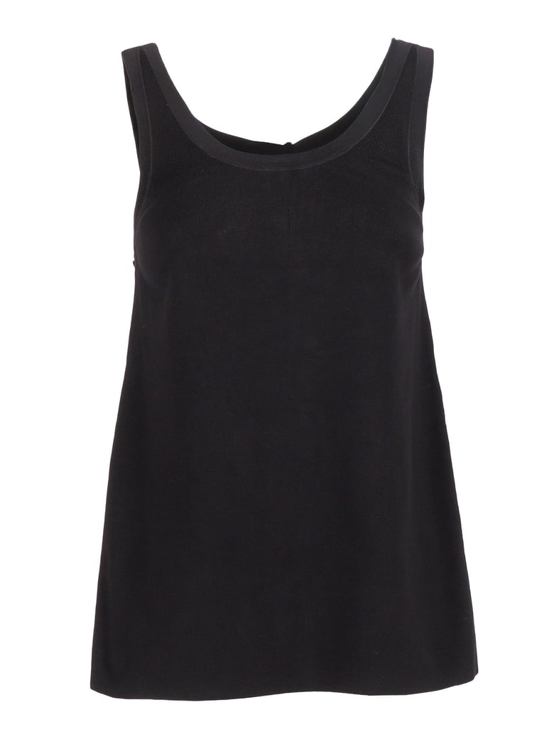 Sleeveless Tricot Contrast Gold Tank Top
