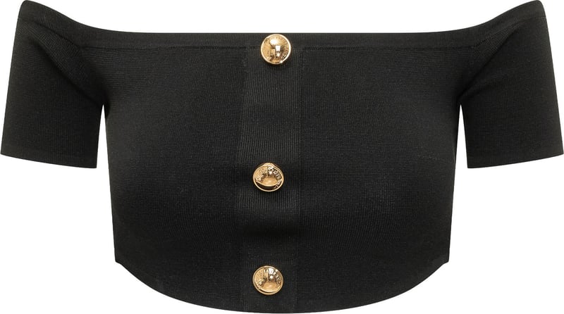 Top Tricot con Spalle Scoperte e Bottoni