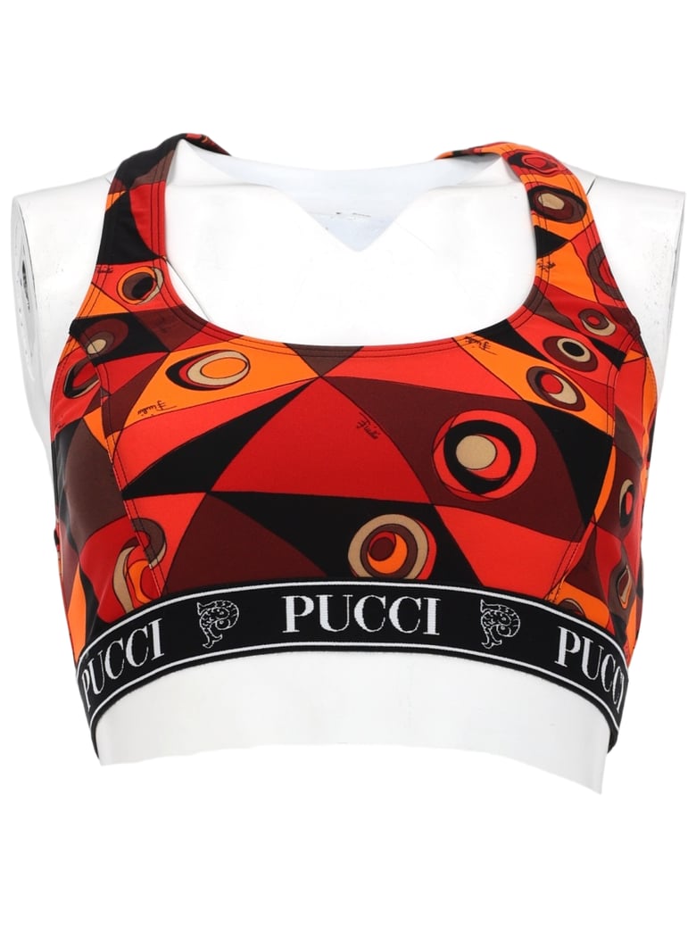 Cropped Geometric Pattern Racerback Bra