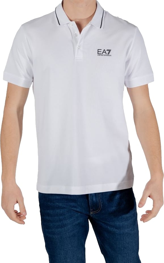 EA7 Emporio Armani White Cotton Polo Shirt