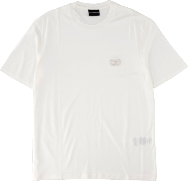 T-shirt in Jersey Misto Lyocell con Ricamo Logo EA