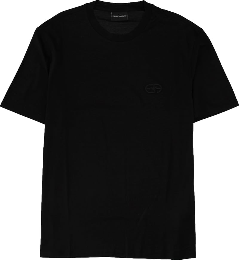 T-shirt in Jersey Misto Lyocell con Ricamo Logo EA