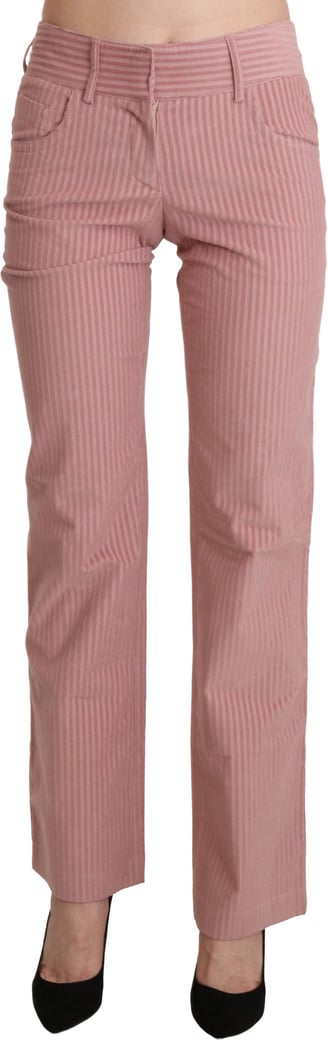 Ermanno Scervino Pink Mid Waist Straight Trouser Cotton Pants