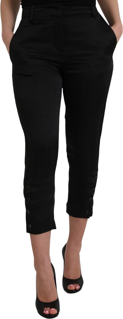 Ermanno Scervino Black High Waist Capri Cropped Pants