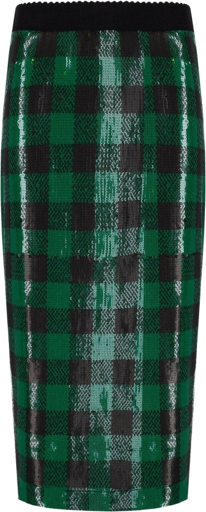 ESSENTIEL ANTWERP KNITWEAR BLACK GREEN MIDI SKIRT