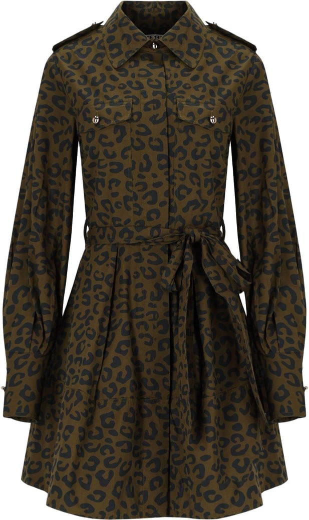 ESSENTIEL ANTWERP BLACK KAKI ANIMAL PRINT KETO DRESS