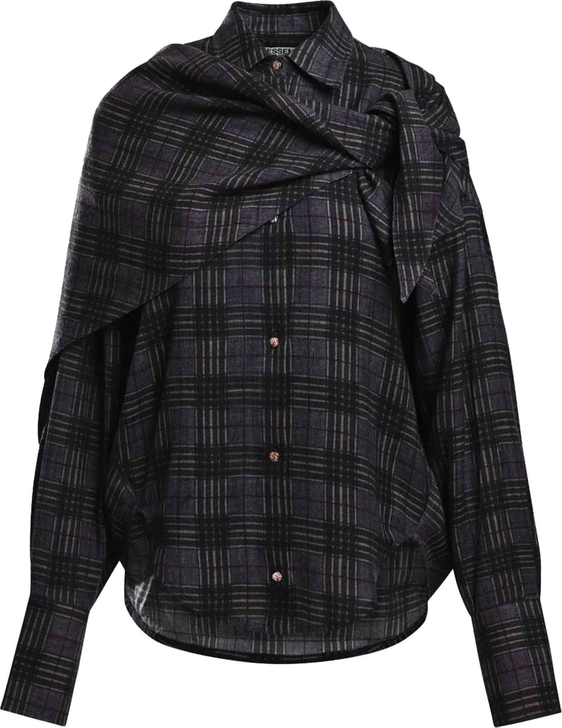 Essentiel Antwerp Oversized Shirt W/scarf Blouses Groen Kiss