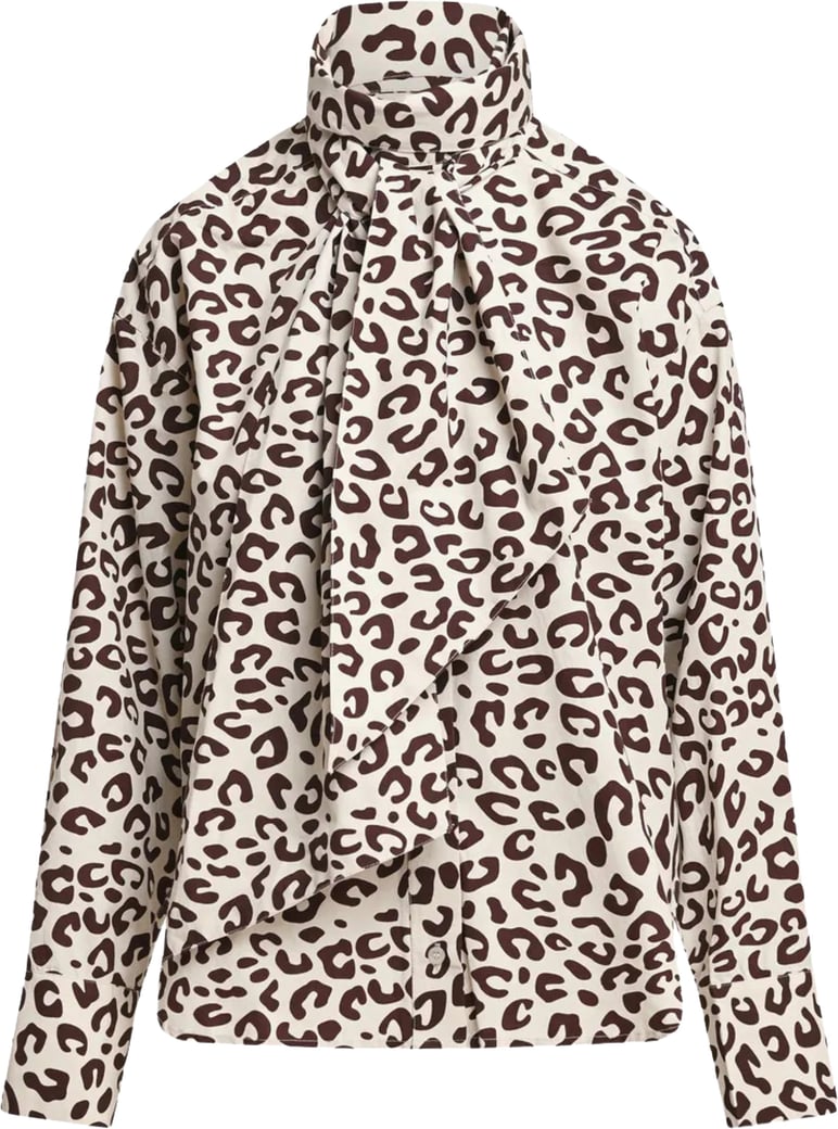 Essentiel Antwerp Pussy Bow Tie Shirt Blouses Bruin Khaleesi