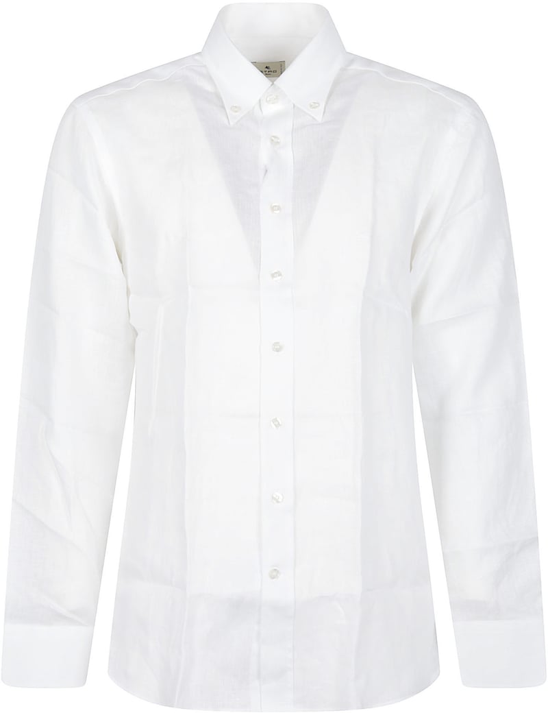 Long Sleeve Pegaso Logo Roma Botton Down Shirt White