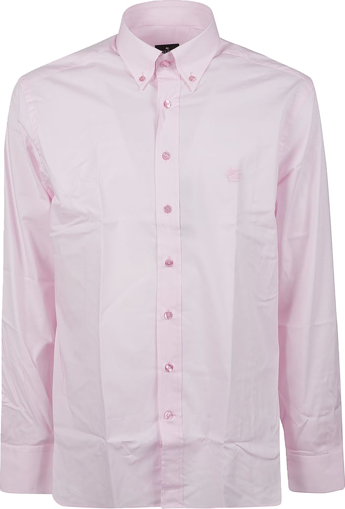 Roma Logo Botton Down Long Sleeve Shirt Pink