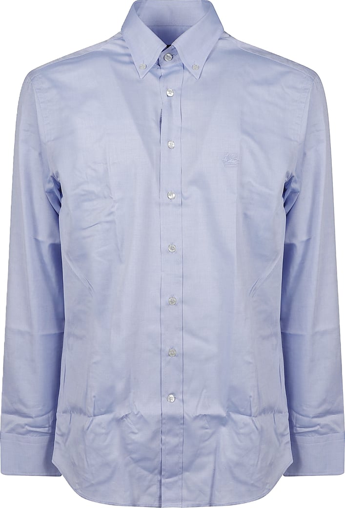 Long Sleeve Roma Logo Botton Down Shirt Blue