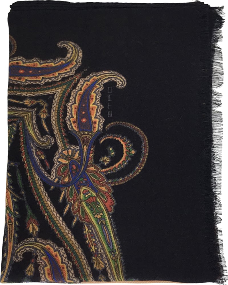 Scarf in wool and cashmere with paisley pattern