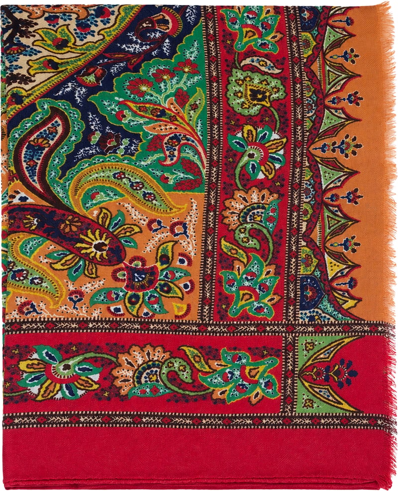 Cashmere, silk, and wool scarf with paisley pattern