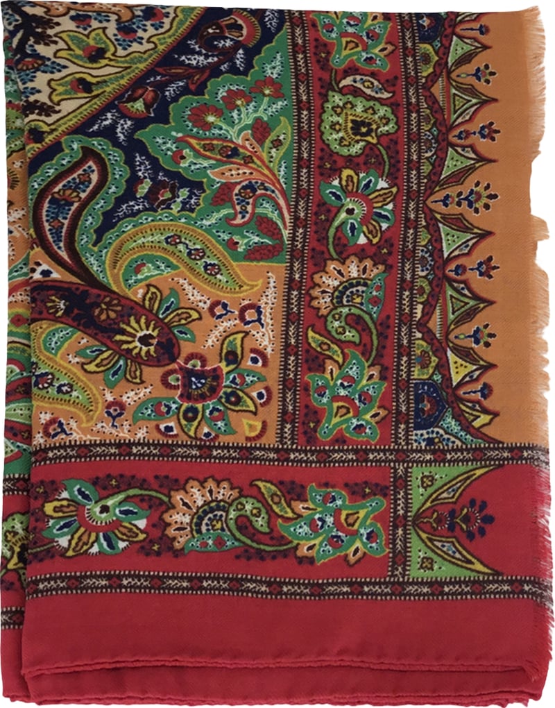 Cashmere, silk, and wool scarf with paisley pattern